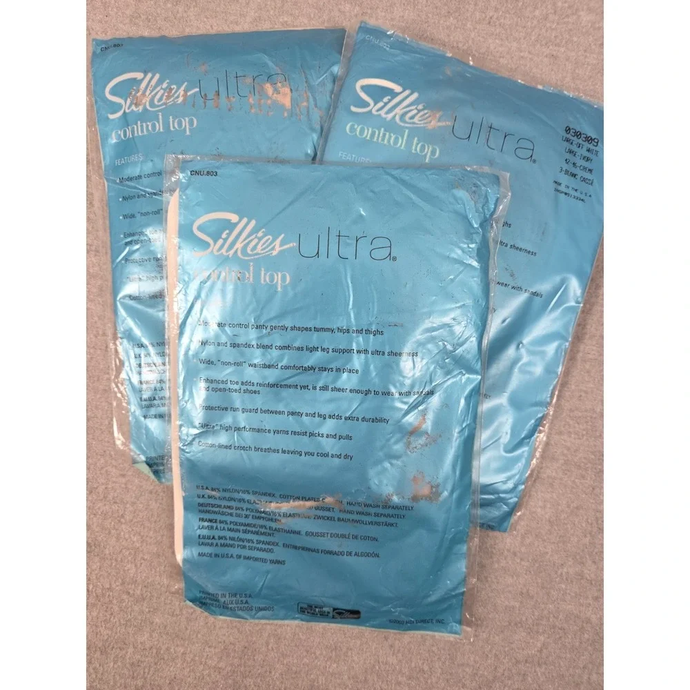 Silkies Ultra Sheer Control Top Pantyhose L Off White Ivory 2003 Old Stock NEW